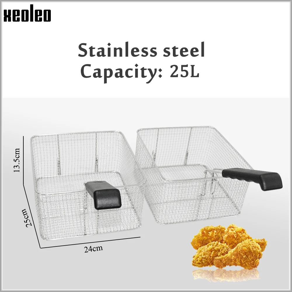 XEOLEO Коммерческая фритюрница с двумя решетками 25L электрическая из нержавеющей