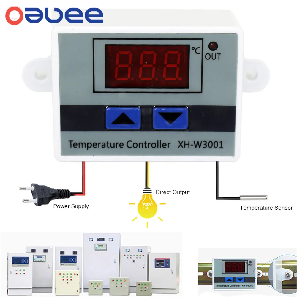 Oauee 10A 12 В 24 220 переменного тока цифровой светодиодный контроллер температуры XH W3001