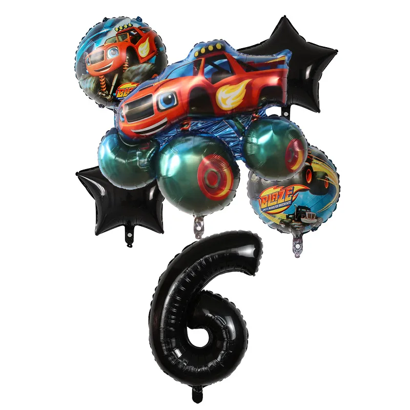 

6pcs Cut Car Foil Helium Balloons Birthday Theme Party Decoration Kids Boy Toys Baby Shower Supplies Number Air Globos Gift Ball