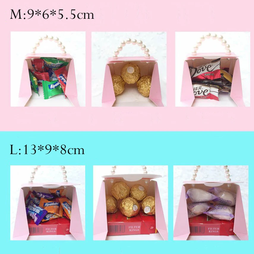 

RMTPT 10pcs/lot Portable Party Wedding Favor Gift Boxes Chocolate Treat Candy Gift Bag Baby Shower Birthday Party Decoration