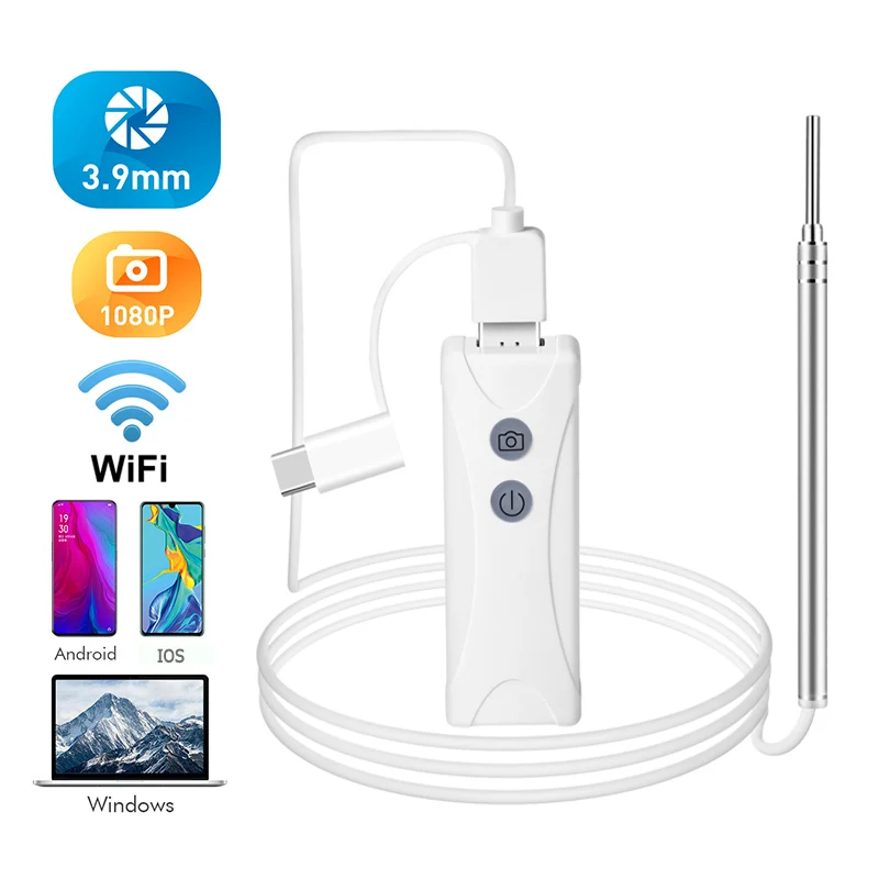 Камера Эндоскоп 3 9 мм 2 МП дюйма 1usb IP67 HD Wi Fi 6 светодиодов|Камеры видеонаблюдения| |
