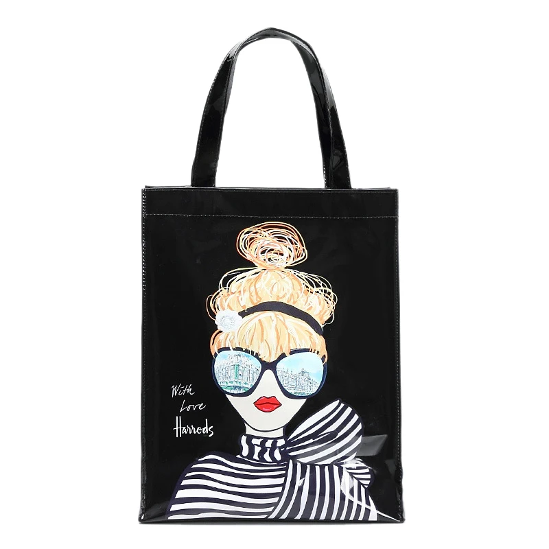 

Экологичная Сумка-тоут с цветами, многоразовая водонепроницаемая сумка на плечо из ПВХ, сумка для женщин, сумка для обеда