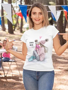 Женская одежда, модная белая футболка для мамы и дочери в стиле Харадзюку, 2022, Повседневная летняя футболка, Прямая поставка