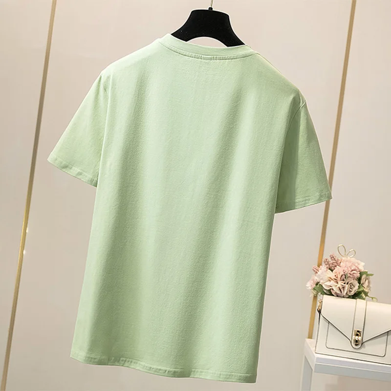 

Vogue Women Harajuku Flowers Letter Printed Tshirt Plus Size Female Short Sleeve Cotton Tops Loose Tee Streetwear 2021 Clothes