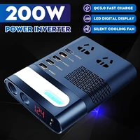 200w car power inverter dc 12v24v to ac220v voltage converter usb qc3 0 quick charger auto volt invertor 5 port usb car charger