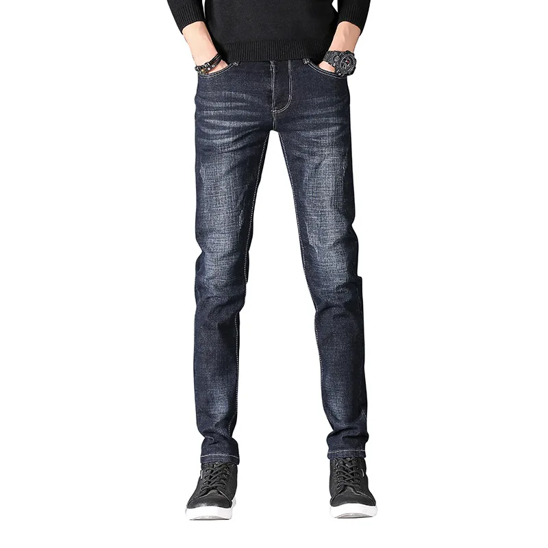 2020 Новые мужские модные черные синие джинсы повседневные тонкие Стрейчевые