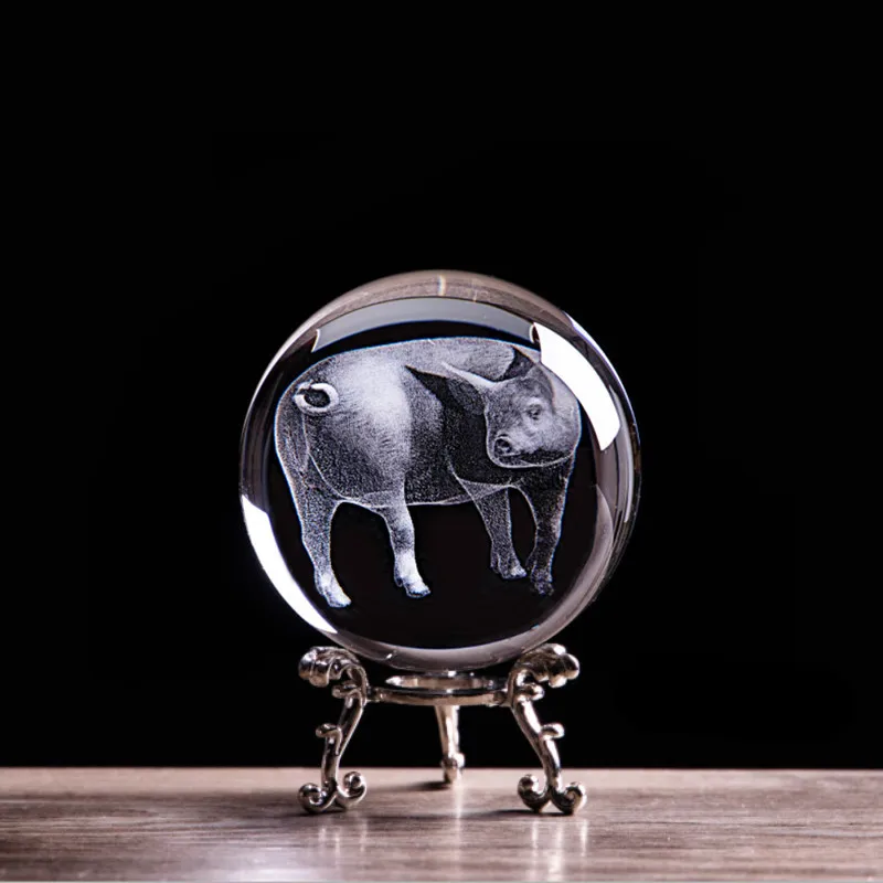 Зодиак свинка хрустальный шар 3D животные копилка Статуэтка искусство искусства