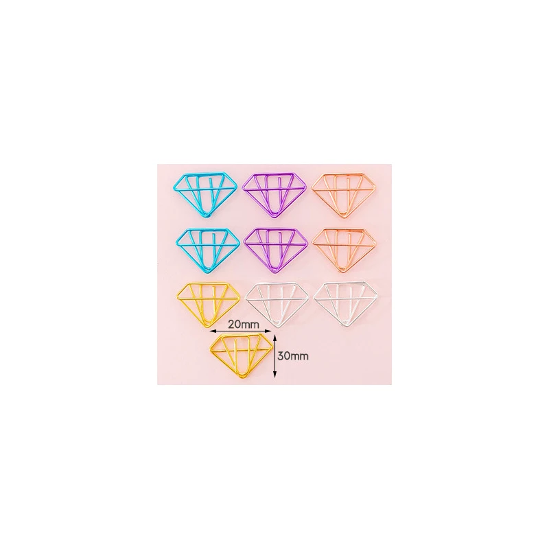 Diamond 10 шт./лот Звезда Сердце кактус розовое золото Цветные клипсы металлические закладки мини клип книга маркеры подарок канцелярский школьный офисный поставка - Цвет: Diamond