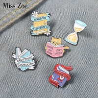 book enamel pins book quote banner brooches hourglass badges reader bookworm book lover students jewelry accessories gifts