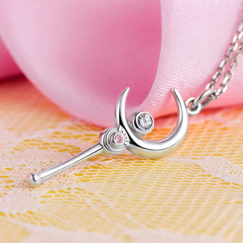 Ожерелье из серебра 925 пробы с подвеской Сейлор Мун и восковой цепочкой аниме