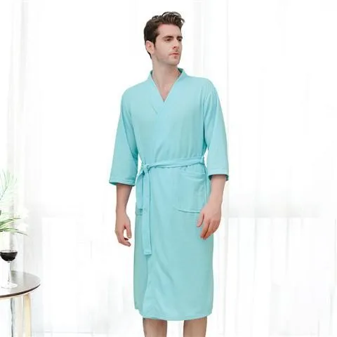 

Cotton Sleepwear Sexy V-neck Bathrobe With Belt Waffle Men Robe Kimono Bath Gown Autumn Loose Intimate Lingerie Long Nightgown