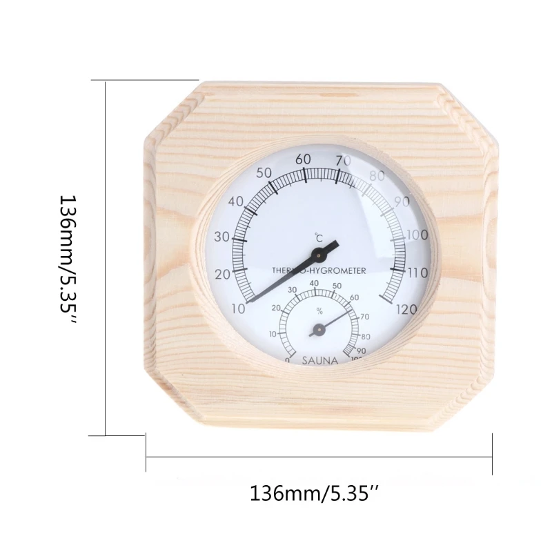 

Sauna Room Wood Thermometer Hygrometer Hygrothermograph Temperature Instrument