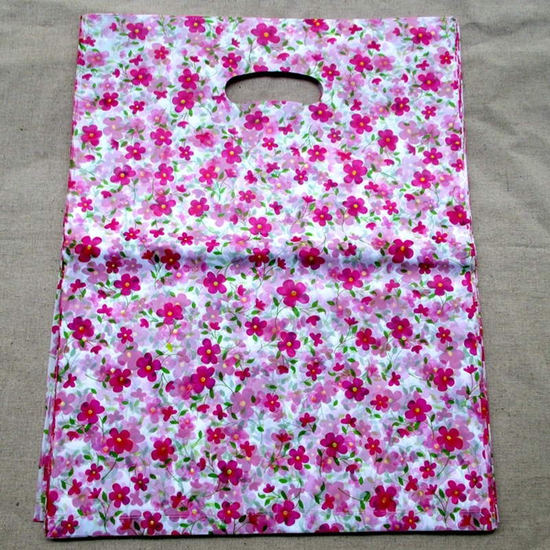 100 шт./лот маленькая пластиковая подарочная сумка с изображением сливы 20*15 см для