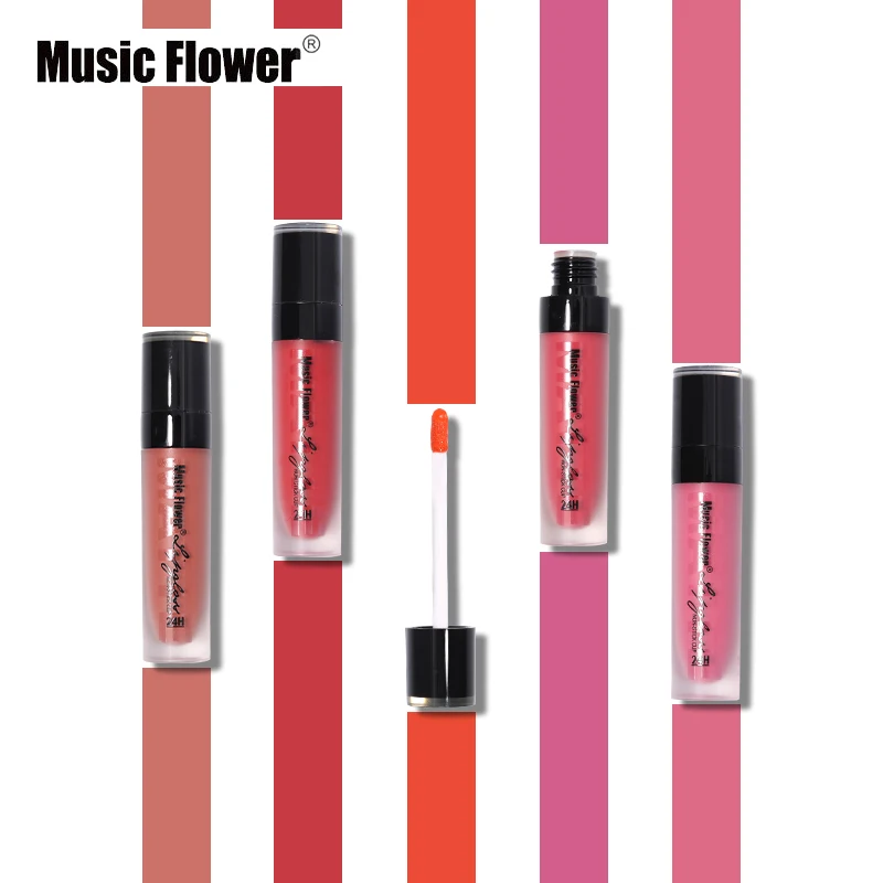 Music Flower брендовый Макияж 12 цветов матовый набор блесков для губ антипригарная
