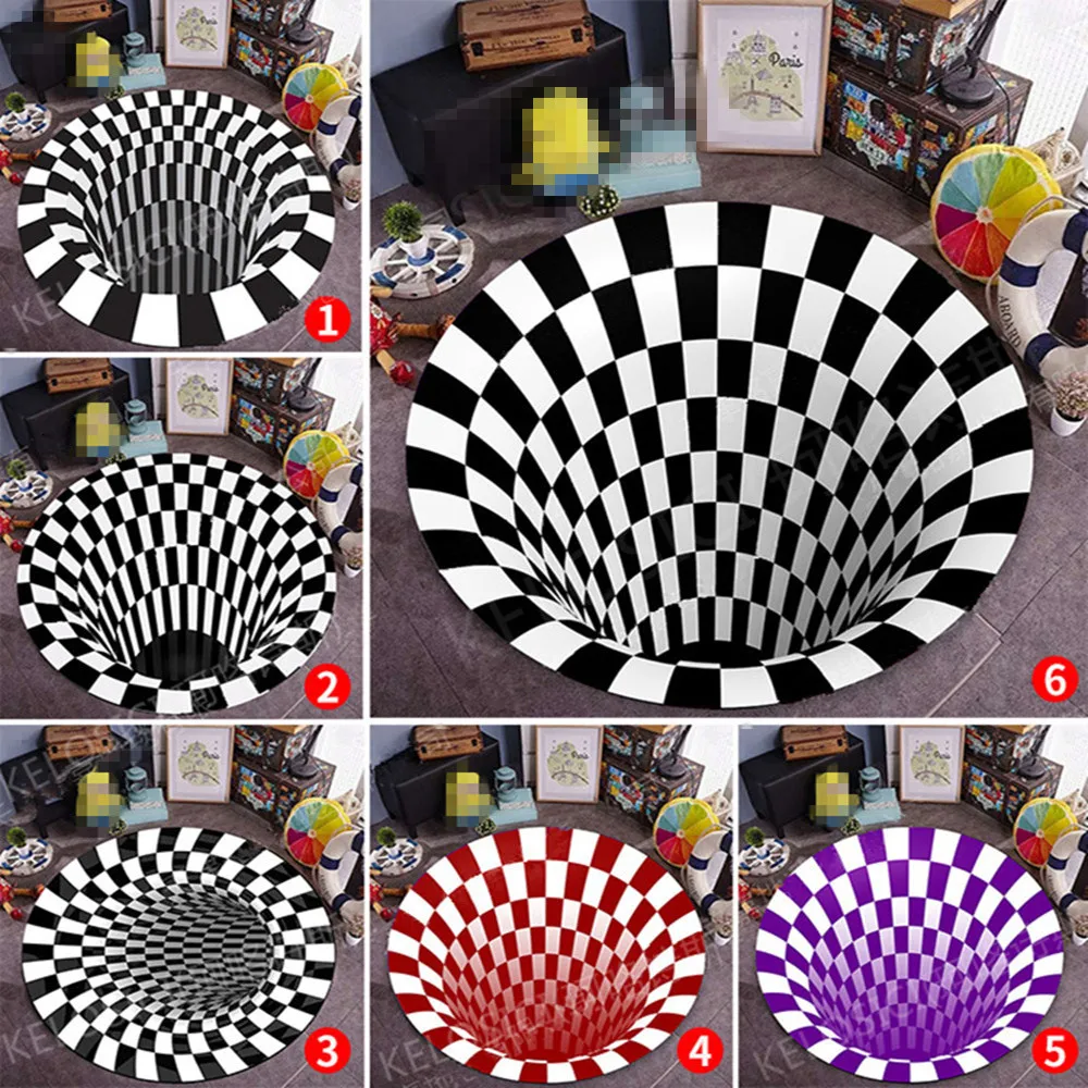 

Трехмерный черный/белый стерео видение 3D фотообои для гостиной спальни коврики домашний коврик Alfombra круглый ковер
