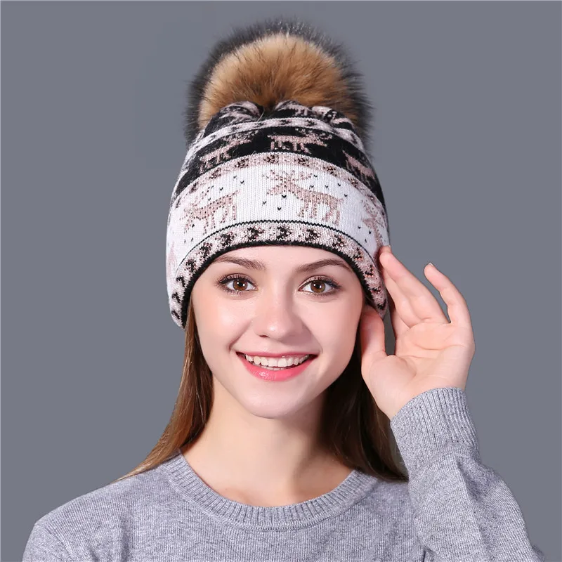 Новинка Xthree настоящие норковые помпоны рождественские шерстяные вязанные