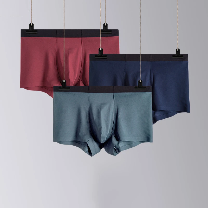Мужские трусы боксеры комплект из 3 предметов бесшовное нижнее белье шелка и