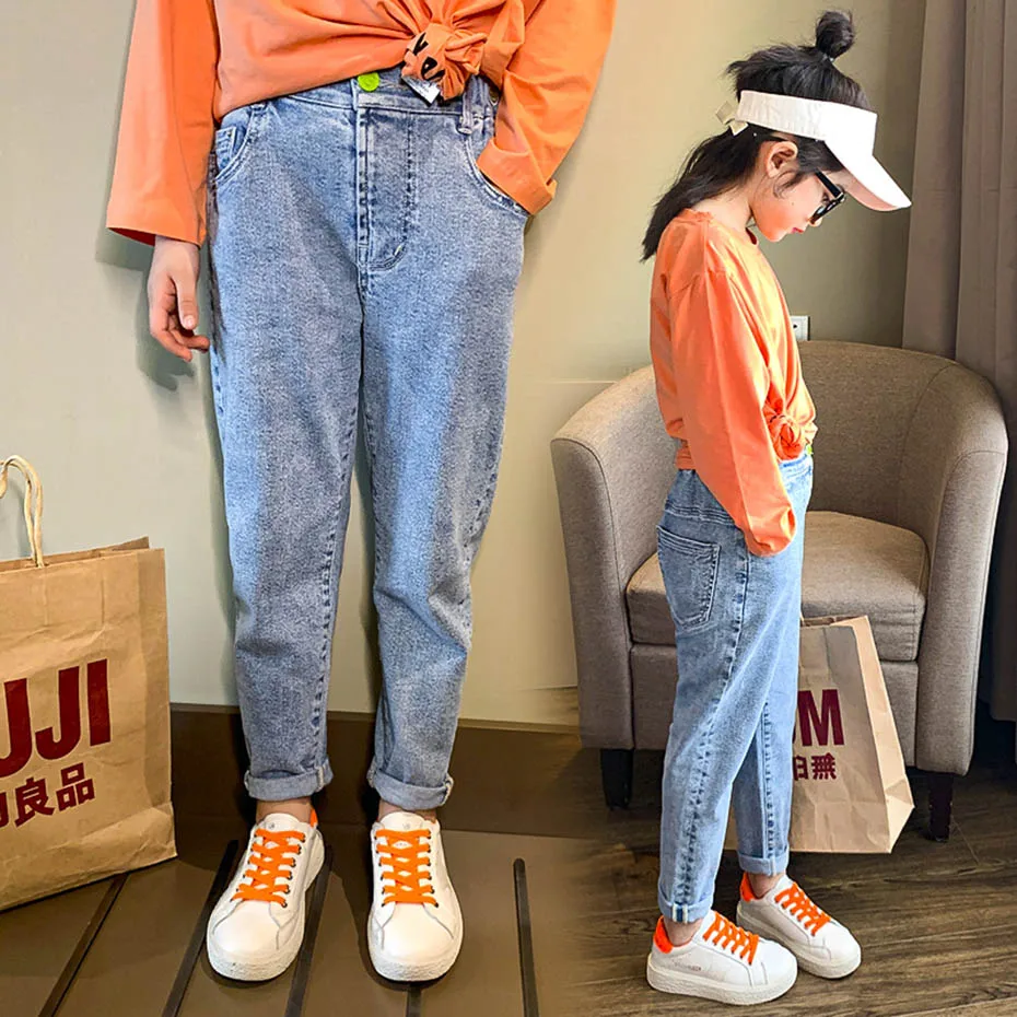 Джинсы для девочек новинка 2020 детские джинсы Повседневные узкие одежда