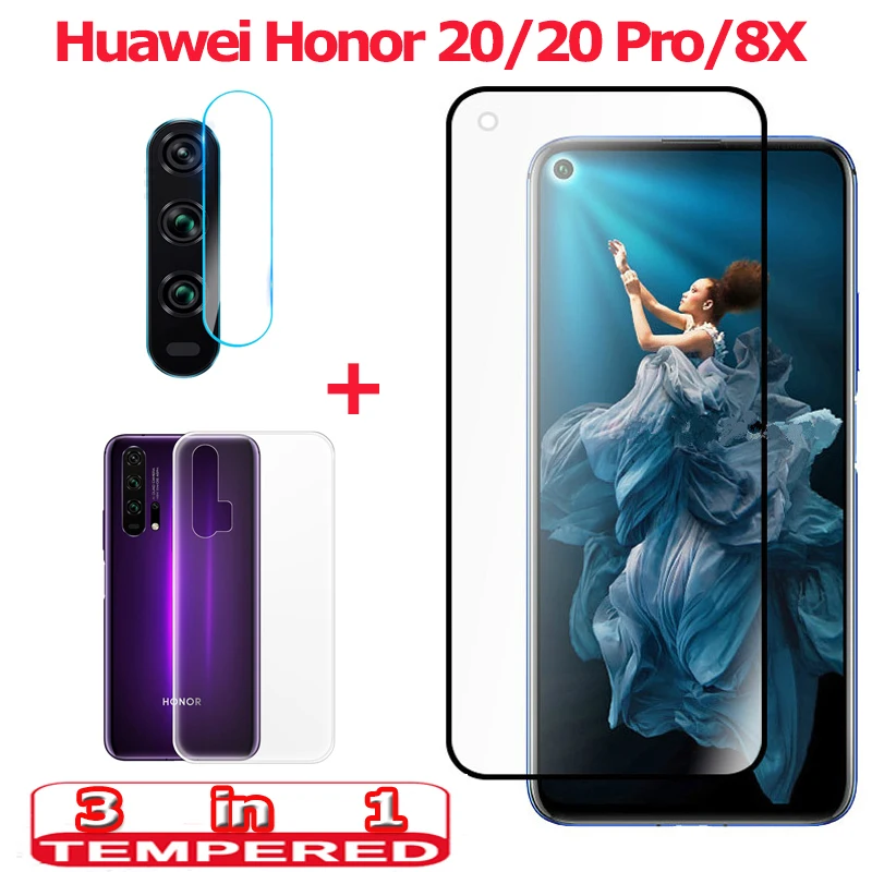 3 в 1 закаленное cтекло Huawei Honor 20 Pro 8X kамера на защитное стекло хонор 8х хуавей про