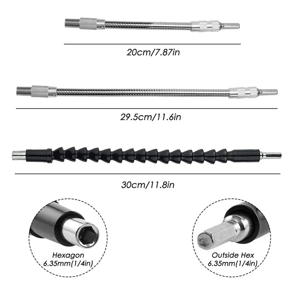 

4pcs/set Multi Electric Drill Adaptor Screwdriver Bit Snake Flexible Hose Cardan Shaft Connection Soft Metal Extension Rod Link