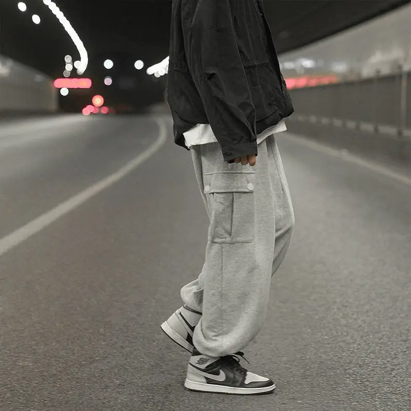 

Брюки-карго женские серые большого размера, повседневные Джоггеры в стиле Харадзюку, спортивные Мешковатые Свободные Штаны для бега, спорт...