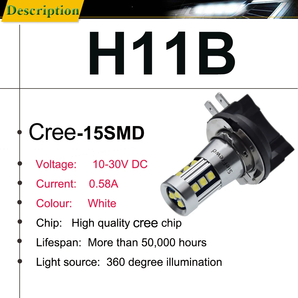 Пара белых 6000K H11B H8B светодиодный автомобильных фар противотуманных ДХО для Hyundai