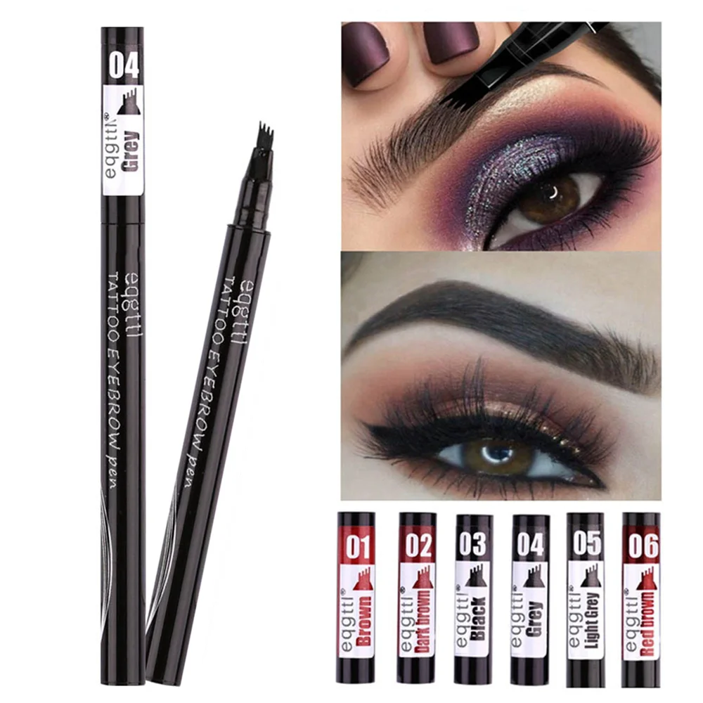 

Female cosmetic sketch liquid 4 claw Waterproof Eyeliner Pen Brown eyebrow tattoo dye eyebrow pen