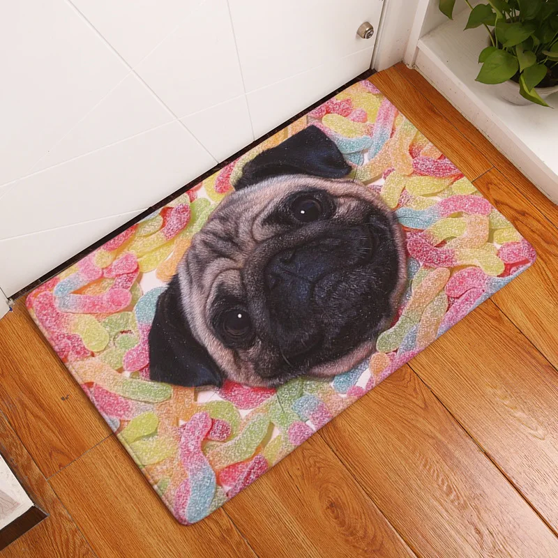 Zeegle милых Мопсов печатные дверные маты пола ковер детский Спальня коврик ног