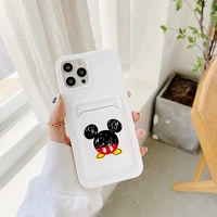cartoon mouse card holder phone case iphone 12 pro max 12mini 11 xs x xr 7 8 plus tpu wallet soft back cover shockproof coque