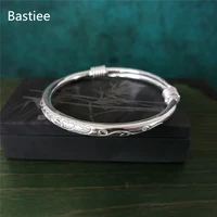 bastiee 999 sterling silver bracelet for women bangle peony flower luxury jewelry adjustable size hmong handmade gift girl