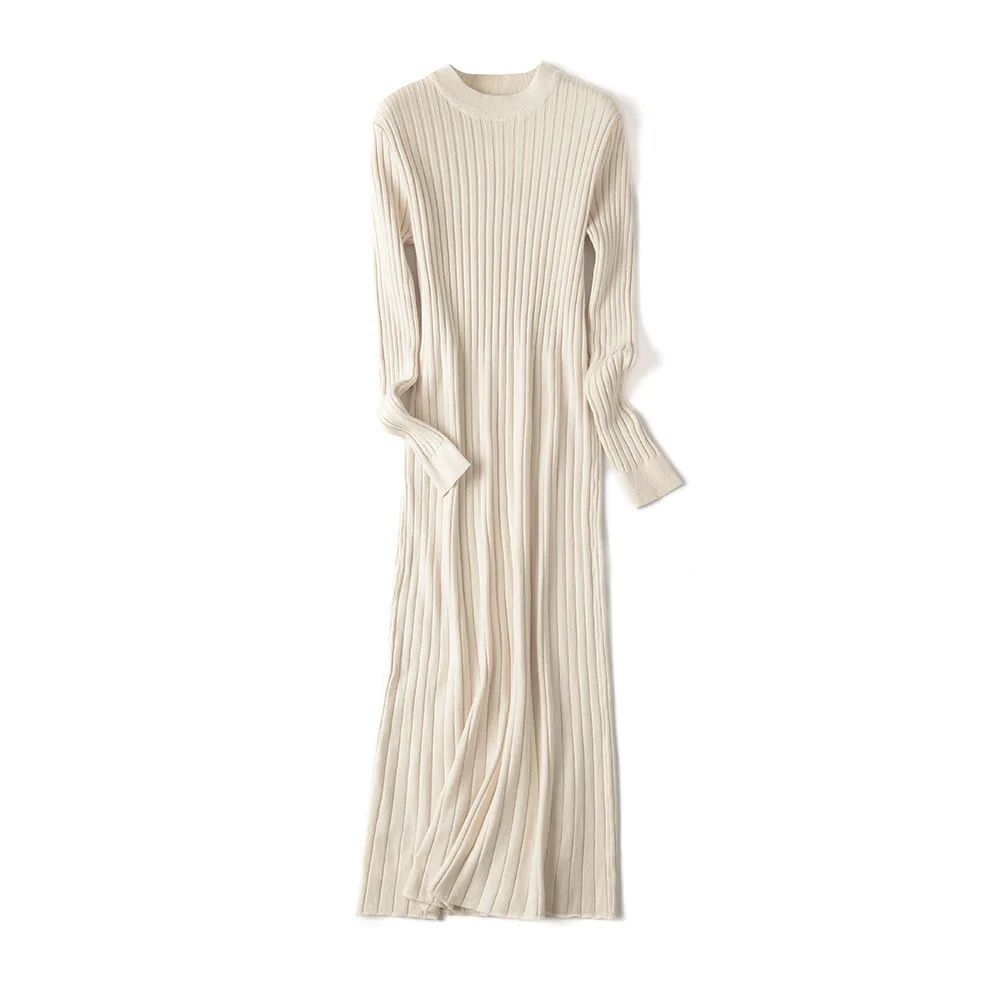 Элегантное базовое однотонное платье свитер на осень и зиму женское облегающее