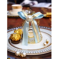 20pcs gift box packaging tinplate bird cage bell wedding candy box with hand chocolate boxes baby shower favors party supplies