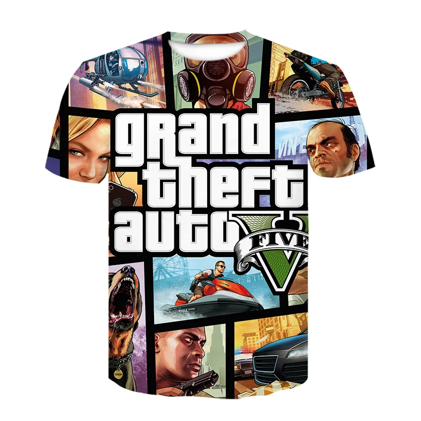 2020 new Grand Theft Auto Game Tops Clothing GTA 5 t shirt  Outwear Costumes Kids Clothes Girls T Shirts  men summer Tshirt