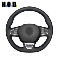 diy black artificial leather hand stitched car steering wheel covers for renault kadjar 2016 2017 megane 2016 scenic