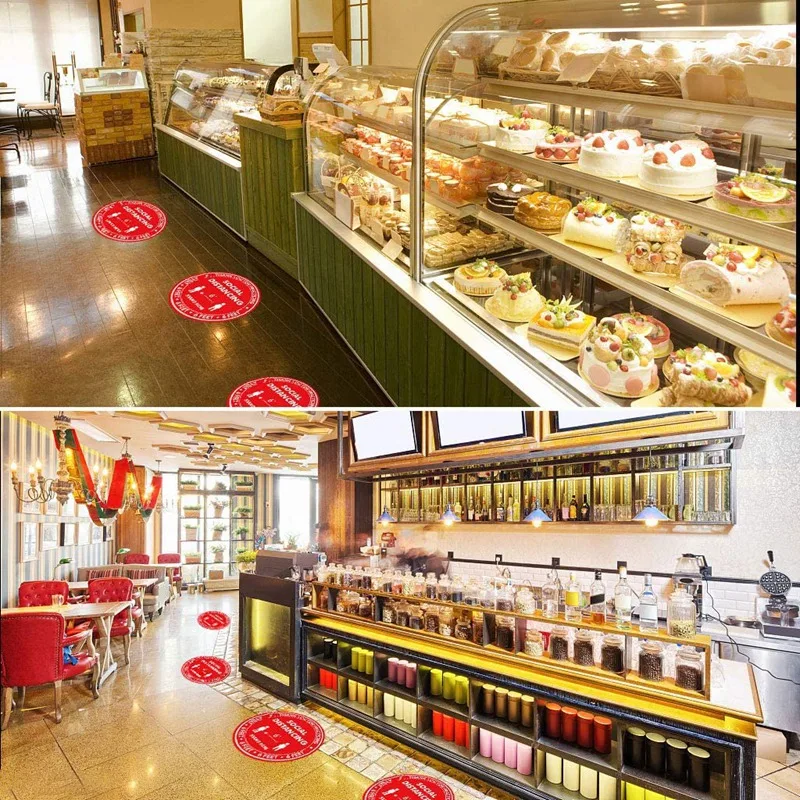 

20 Social Distance Floor Stickers Sticker 6 FFET Distance Safety Floor Signs for Crowd Control 12 Inches Red