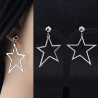 stainless steel big five pointed star stud earrings female waterproof and sweat proof earrings
