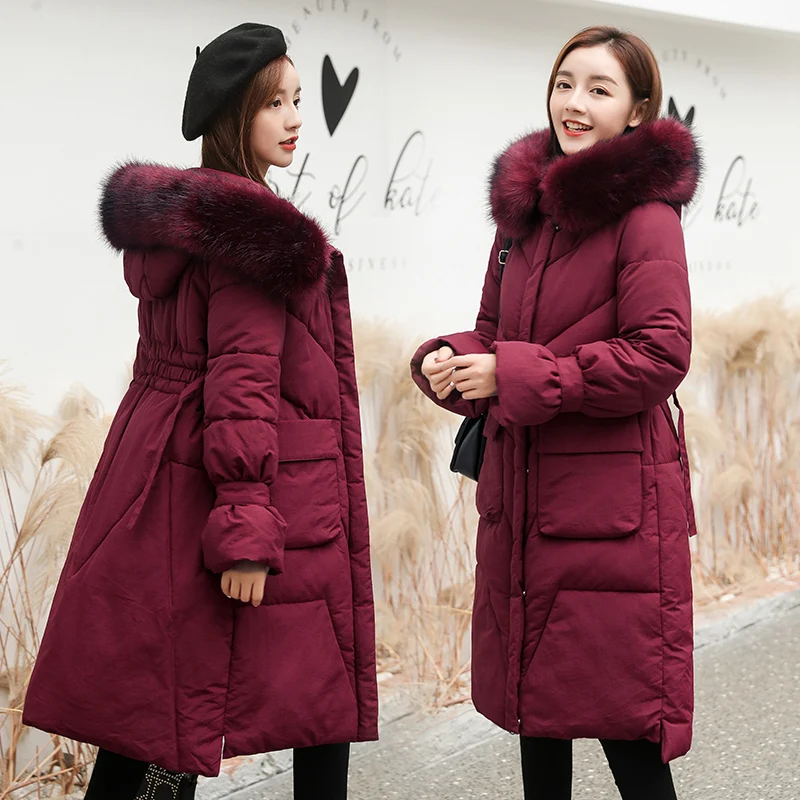 

ISENMAL Winter Jacket Women Long Parka Fur Collar Casual Slim Woman Winter Coat 2020 Fashion Female Jacket Cotton Padded Warm