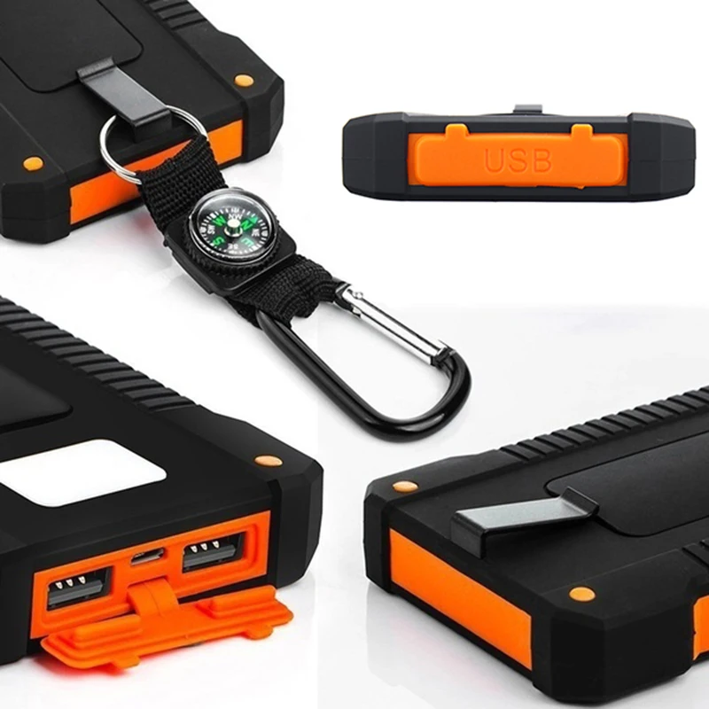 

30000mAh Solar Power Bank Waterproof Solar Charger Ports External Charger Powerbank for Xiaomi Smartphone with LED Light