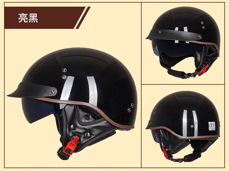 Colour 7 GXT Ретро мотоциклетный шлем, винтажный шлем Casco, мотоциклетный шлем с открытым лицом, мотоциклетный гоночный шлем для верховой езды, с сертификацией в горошек - Цвет: Colour 7