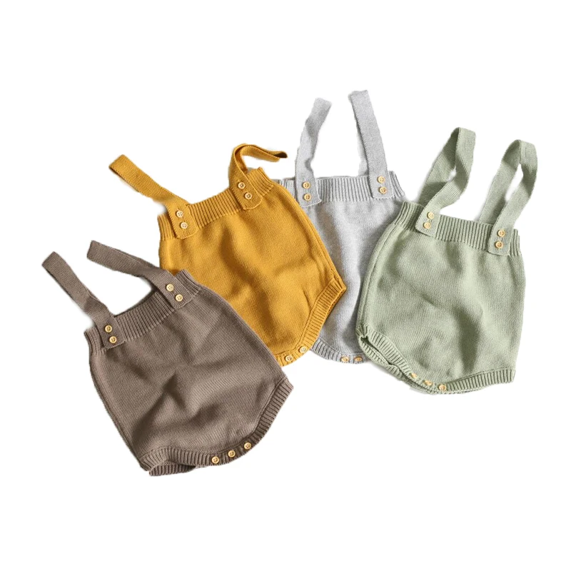 Вязаный для новорожденных комбинезоны милые одежда младенцев и детей