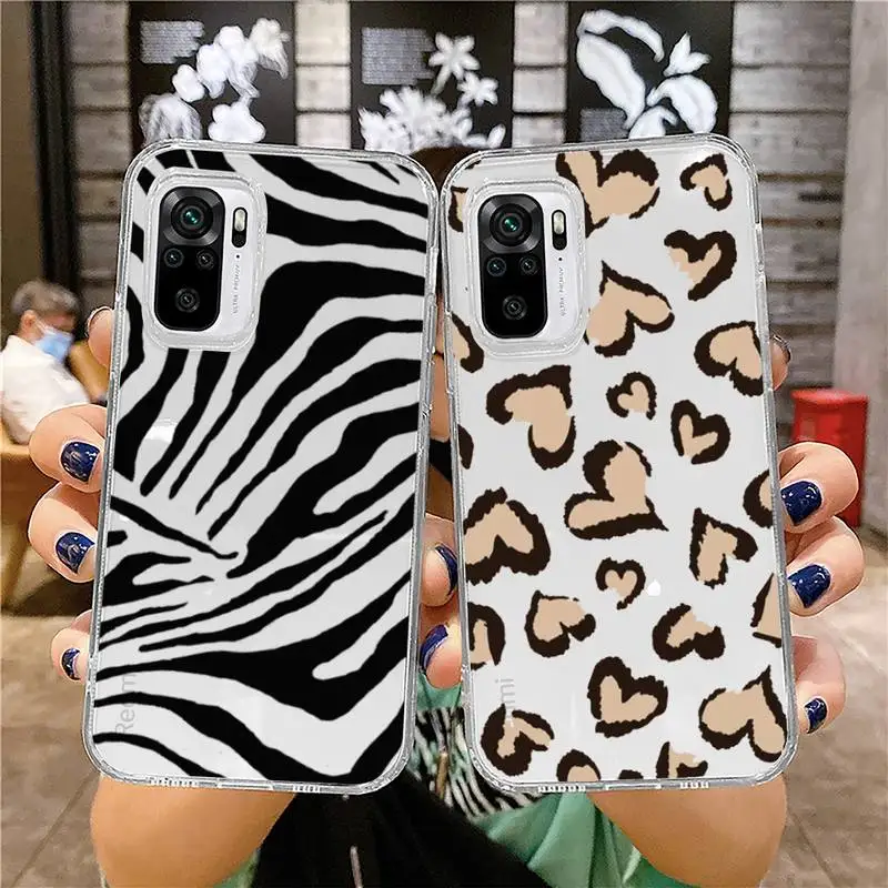 

Leopard Cow Zebra Stripe Aesthetics Phone Case Transparent for Xiaomi mi 10T Poco F3 X3 M3 Redmi Note 11 8 9 9S 10 Pro