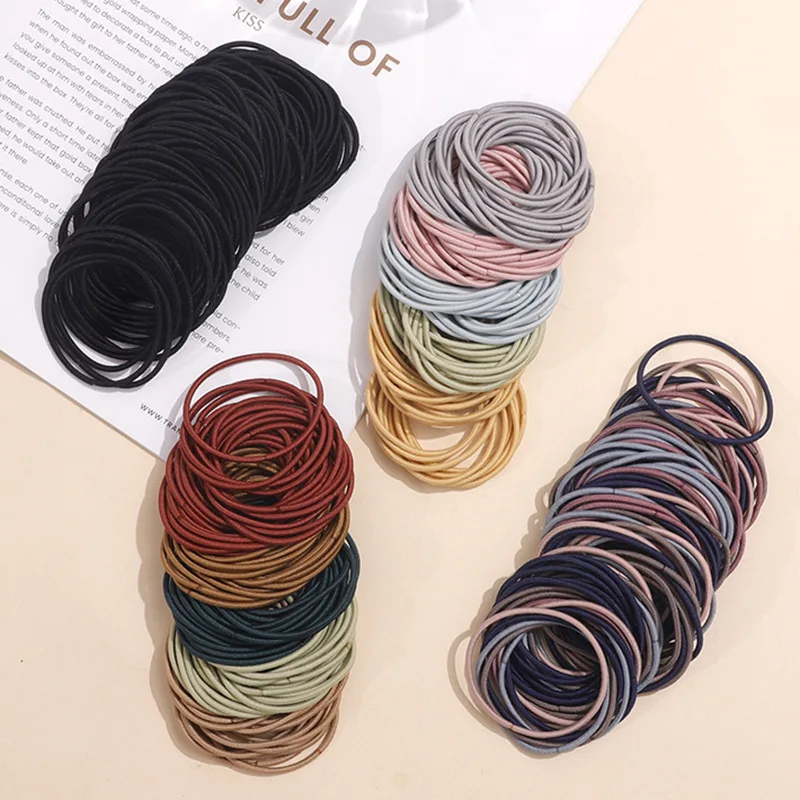 

100/50pcs/bag 5CM Hair Ties Women Rubber Bands Scrunchies Elastic Hair Bands Girls Headband Ponytail Holder Hair Accessories