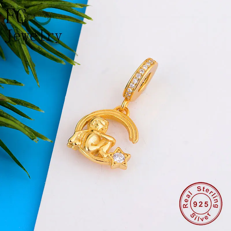 FC Jewelry подходит для брендового браслета 100% Серебро 925 пробы золотой цвет ангел