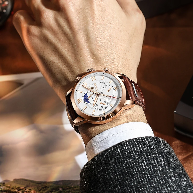

LIGE 2021 New Fashion Men Watches with Leather Top Brand Luxury Sports Chronograph Quartz Waterproof Watch Men Relogio Masculino