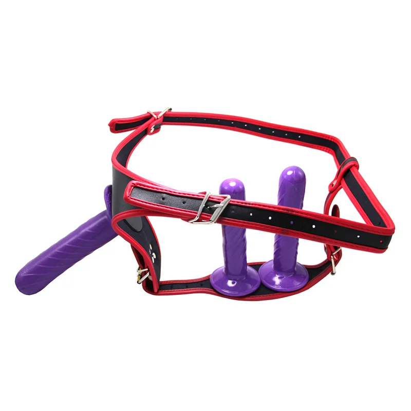 Ремешок на фаллоимитатор тройной Донг эластичный пояс трусики силиконовый