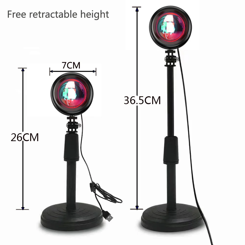 

Sunset Projection Lamp Rainbow Atmosphere Led Night Light Sunset Light For Home Bedroom Background Wall Tiktok USB Table Lamp