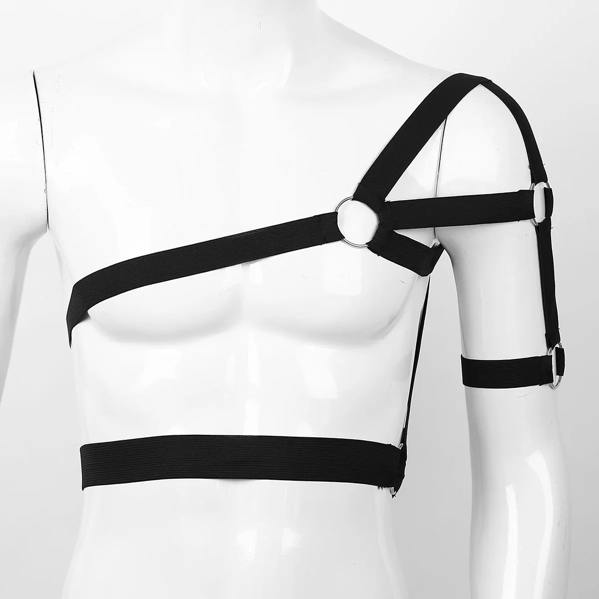 Кроп топ мужской на одно плечо эластичный бандаж для поддержки мышц грудь