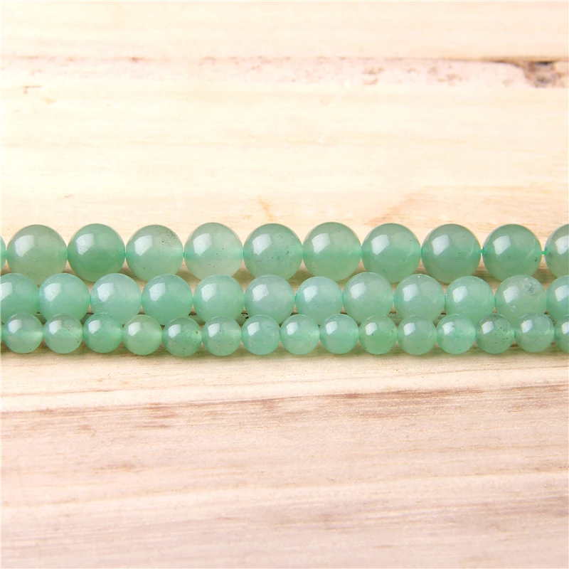 Натуральный зеленый авантюрин нефрит Круглый незакрепленный Камень Бисер для