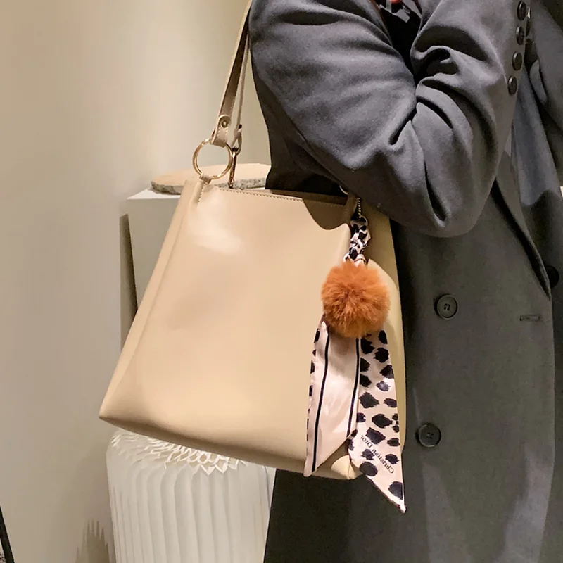 

Vintage Women Shoulder Bag Casual Big Pu Leather Tote Bags All-Match Lady Handbag Solid Color Female Shopper Bag Simple Hand Bag