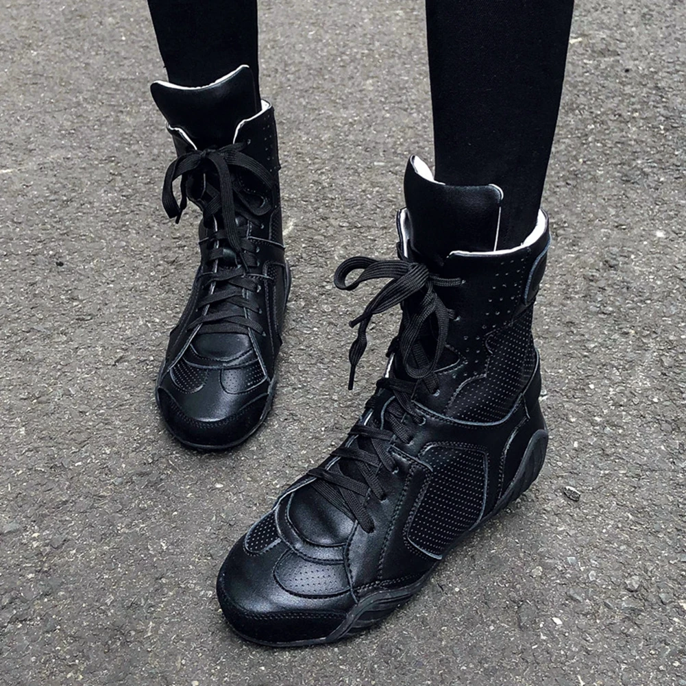 

BONJOMARISA Genuine Leather Female Brand Round Toe Boots Lace Up Solid Autumn Boots Women Designer Lace Up Casual Shoes Woman